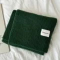Solid dark green knit scarf winter warm ribbed neck warmer cozy fashion couple student - Dark Green