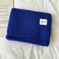 Blue knitted scarf, thick warm solid color winter fashion variant for everyday wear accessory. - Klein Blue