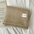 Khaki knitted winter scarf, warm solid color soft chunky neck warmer for men and women. - Cappuccino