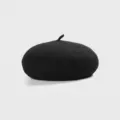 Classic black wool beret hat, stylish winter warm painter hat for women casual daily wear. - Black