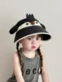 Chapeau de soleil mignon pingouin bébé, été vide top tout-petit extérieur protection UV. - Noir