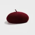 Burgundy wool beret hat, classic vintage style winter fashion headwear for women - Burgundy