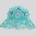 Chapeau bob en dentelle crochetée cyan, chapeau de soleil d'été creux doux pour femmes. - Taille unique / Bleu lac