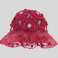 Chapeau bob en dentelle et crochet style japonais pour femmes, chapeau de soleil élégant. - Taille unique / Bordeaux