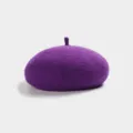 Classic purple wool beret hat for women, vintage autumn winter solid color painter cap. - Grape Purple