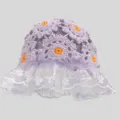 Japanese crochet lace bucket hat women spring summer hollow out basin hat sweet versatile sun hat - One Size / Purple