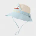 Childrens sun protection bucket hat cute cartoon shark design breathable outdoor baby sun hat - Blue Shark
