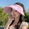 Ete femme grand bord chapeau de soleil vide haut volant plage protection UV casquette - Taille unique / Violet
