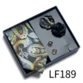 Set de caja de regalo de corbata para hombre de boda negocios accesorios de traje - LF189 (Negro con Paisley Colorido)