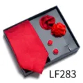 Red Jacquard Mens Tie Gift Set With Cufflinks Pocket Square For Business Men - Bright Red Paisley (LF283)