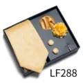 Men yellow paisley jacquard tie gift box set with pocket square cufflinks lapel pin - Yellow Paisley (LF288)