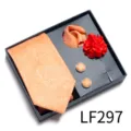 Mens Orange Paisley Jacquard Tie Gift Set with Pocket Square Cufflinks and Lapel Pin - Orange Paisley (LF297)
