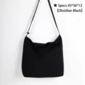 Casual black canvas shoulder bag large capacity tote crossbody bag for daily commute. - Shoulder Crossbody Tote Bag / 45x36x12cm / Obsidian Black