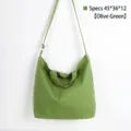 Olive green canvas shoulder bag with crossbody strap, casual tote, size 45x36x12 cm. - Shoulder Crossbody Tote Bag / 45x36x12cm / Olive Green