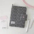 Housse de carnet tissu motif cœur grille noir blanc style coréen protecteur de planificateur. - Noir