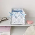 Omorfo yfasmatino kalathi apothikeysis me poua kai filangia gia kosmotika kai eidi - Μπλε Μικρό