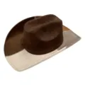 Suede western cowboy color-blocked wide brim sun hat for outdoor fashion commuter travel. - M (56-58cm) / Coffee Contrast