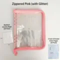 Raccoglitore anelli A5 glitter rosa per photocard con 30 bustine e 20 tasche interne. - Stile Cerniera A 4 Tasche 160 Scomparti / Rosa