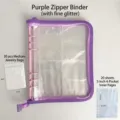 Raccoglitore A5 glitter viola agenda libretto porta carte fotografiche con pagine e sacchetti - Stile Cerniera A 4 Tasche 160 Scomparti / Viola