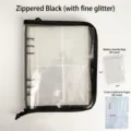Raccoglitore ad anelli glitterato nero A5 per carte fotografiche con tasche e sacchetti. - Stile Cerniera A 4 Tasche 160 Scomparti / Nero