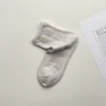 Japanese vintage cooling yarn vertical stripe breathable mesh short socks for women spring - One Size / Pink Purple