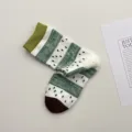 Chaussettes mi-hautes à relief géométrique, chaussettes en coton rayées bloc de couleur vert - Taille unique / Rayures Larges