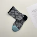 Calcetines de media pantorrilla geometricos retro de mujer colorblock algodon - Talla única / Negro