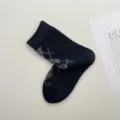 Calcetines media caña negros con rombos, estilo vintage británico de algodón moderno. - Talla única / Negro