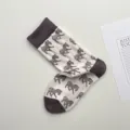 Calcetines de media pantorrilla de algodón para mujer con diseño de poni vintage, marrón y blanco. - Talla única / Blanco Lechoso Caballo al Galope