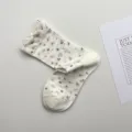 Calcetines medios florales vintage para mujer otoño invierno algodón acogedor bonitos - Talla única / Blanco Roto