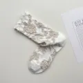 Calcetines Vintage Con Volantes Y Flores De Algodón Retro Botánico Cálidos Para Mujer - Talla única / Blanco Destello