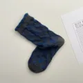 Calcetines medios con textura floral vintage de mujer, otoño invierno algodón. - Talla única / Azul Vintage