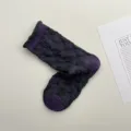 Calcetines florales en relieve para mujer, calcetines de algodón morado con textura verde. - Talla única / Morado Crepuscular