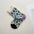 Calcetines de mujer de algodón con lunares y patrón geométrico estilo coreano otoño - Talla única / Lunares