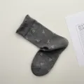 Calzini grigi a metà polpaccio con ciliegie jacquard, pois colorati e volant cotone. - Taglia unica / Grigio