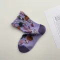 Calcetines de tubo medio de punto con verduras y frutas 3D lindos para mujer otoño invierno - Talla única / Púrpura Taro