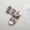 Otoño invierno nuevos calcetines de media pantorrilla con flores en relieve 3D algodón. - Talla única / Rosa Púrpura