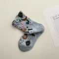 Women's cute 3D fruit vegetable embossed mid-calf cotton socks casual trendy socks - One Size / Clear Blue