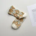 Women vintage floral embossed mid-tube socks, retro cotton breathable autumn winter socks. - One Size / Green