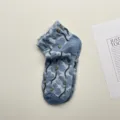 Calcetines cortos florales azules retro, calcetines de algodón transpirable con relieve 3D. - Talla única / Azul