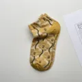 Korean 3D floral short socks vintage botanical low cut breathable cotton socks summer - One Size / Yellow