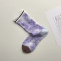 Chaussettes fines d'été motif géométrique violet chaussettes respirantes femme - Taille unique / Violet