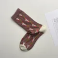 Chaussettes mi-hautes à motifs géométriques rétro, mélange de coton respirant, style coréen tendance été. - Taille unique / Géométrique