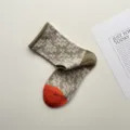 Calcetines de mujer vintage geométricos colorblock estilo japonés, calcetines algodón. - Talla única / Verde Frijol