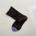 Calcetines de algodón de tubo medio con patrón de ave floral vintage otoño invierno suaves - Talla única / Café Oscuro