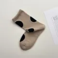 Cute polka dot mid-tube socks for women, fashionable cotton socks with comfortable fit. - One Size / Khaki