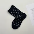 Japanse stijl zoete zwart met grijze polkapunt katoenen sokken voor dames comfortabel - Eén maat / Zwart