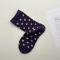 Chaussettes mi-hautes femme coton violet foncé à pois style doux mignon bas décontractés - Taille unique / Violet foncé