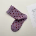 Chaussettes mi-hautes pois douces japonaises femmes automne hiver coton violet chic - Taille unique / Mauve Clair