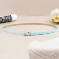 Light blue PU leather thin belt with gold pin buckle, elegant casual waist accessory for women. - 105cm / Sky Blue
